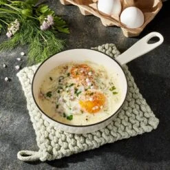 7" Rope Trivet Marled Sage Green - Figmint™: Reversible Woven Pot Holder, Spring Kitchen Textile