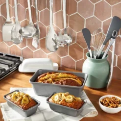 2pk Nonstick Mini Loaf Pan Gray - Figmint™