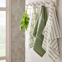 3pk Kitchen Towels Sage Green - Figmint™