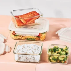 8pc (Set Of 4) Glass Food Storage Container Set Clear - Figmintâ„¢