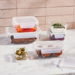 12pc (set Of 6) Plastic Food Storage Container Set With Lids Clear - Figmintâ„¢