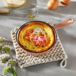 7" Rope Trivet Marled Light Gray - Figmint™: Reversible Pot Holder, Woven Polyester, Kitchen Textile