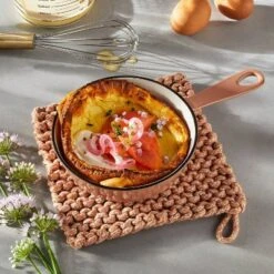 7" Rope Trivet Marled Terracotta Orange - Figmint™: Reversible Woven Pot Holder, Kitchen Textile, Spot Clean