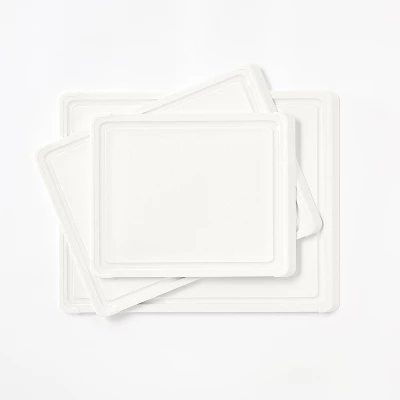 3pc Nonslip Recycled Poly Cutting Board Set Vintage Cream - Figmint™: Plastic, Dishwasher-Safe, Juice Canal 4 3pc Nonslip Recycled Poly Cutting Board Set Vintage Cream - Figmint™: Plastic, Dishwasher-Safe, Juice Canal - Image 4