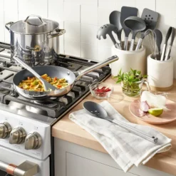 10" Nonstick Stainless Steel Fry Pan Silver - Figmint™: Ceramic Nonstick, Induction & Oven Safe, Dishwasher-Safe