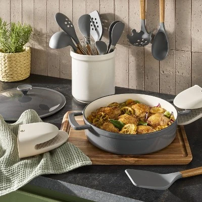 10pc Wood/Nylon Kitchen Utensil Set Gray - Figmint™: Silicone Cooking Utensils, Adult Kitchen Tool Collection 1 10pc Wood/Nylon Kitchen Utensil Set Gray - Figmint™: Silicone Cooking Utensils, Adult Kitchen Tool Collection