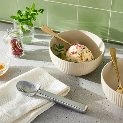 Ice Cream Scoop Silver - Figmint™: Zinc Alloy, Dishwasher-Safe, 7.6" Length, 5.05" Handle, Figmint Kitchen Tool 1 Ice Cream Scoop Silver - Figmint™: Zinc Alloy, Dishwasher-Safe, 7.6" Length, 5.05" Handle, Figmint Kitchen Tool