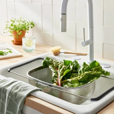 7qt Stainless Steel Expandable Over The Sink Mesh Colander Silver - Figmint™: Dishwasher-Safe Kitchen Strainer 1 7qt Stainless Steel Expandable Over The Sink Mesh Colander Silver - Figmint™: Dishwasher-Safe Kitchen Strainer