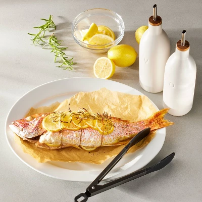 Ceramic Oil Pour Bottle Cream - Figmint™: Stoneware Oil Dispenser With Stainless Steel & Wood Lid, 18.7oz Capacity 1 Ceramic Oil Pour Bottle Cream - Figmint™: Stoneware Oil Dispenser With Stainless Steel & Wood Lid, 18.7oz Capacity