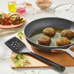 12" Nonstick Hard Anodized Aluminum Frypan With Cover Dark Gray - Figmint™