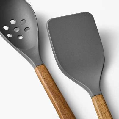 10pc Wood/Nylon Kitchen Utensil Set Gray - Figmint™: Silicone Cooking Utensils, Adult Kitchen Tool Collection 2 10pc Wood/Nylon Kitchen Utensil Set Gray - Figmint™: Silicone Cooking Utensils, Adult Kitchen Tool Collection - Image 2