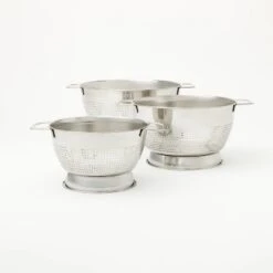3pc (1.5qt, 3qt, And 5qt) Stainless Steel Colander Set Silver - Figmint™: Kitchen Strainer Collection, Dishwasher-Safe -Figmint Sale Store GUEST b1426d32 734a 4d76 86a7 07cf13f01c2c