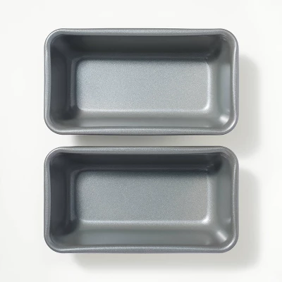 2pk Nonstick Mini Loaf Pan Gray - Figmint™ 2 2pk Nonstick Mini Loaf Pan Gray - Figmint™ - Image 2