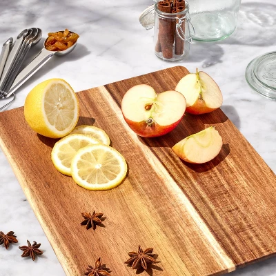 10"x13" Nonslip Acacia Wood Cutting Board Natural - Figmint™ 1 10"x13" Nonslip Acacia Wood Cutting Board Natural - Figmint™