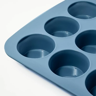 12ct Silicone Muffin Pan Blue - Figmint™:Oven & Dishwasher Safe, 10-Year Warranty 2 12ct Silicone Muffin Pan Blue - Figmint™:Oven & Dishwasher Safe, 10-Year Warranty - Image 2