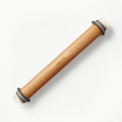 17.28" Adjustable Wood Rolling Pin Light Brown - Figmint™: Handled For Baking, Hand Wash, 1.16 Lbs 5 17.28" Adjustable Wood Rolling Pin Light Brown - Figmint™: Handled For Baking, Hand Wash, 1.16 Lbs - Image 5
