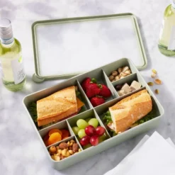 8 Compartment Large Plastic Snack Bento Box Sage Green - Figmint™: Recycled PET, Dishwasher & Microwave Safe