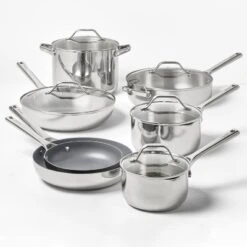 10" Nonstick Stainless Steel Fry Pan Silver - Figmint™: Ceramic Nonstick, Induction & Oven Safe, Dishwasher-Safe -Figmint Sale Store GUEST f4ffee38 a6f1 4790 837a 2f75eac535fa