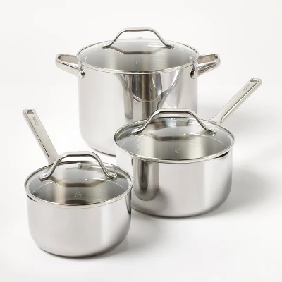 12pc Stainless Steel Cookware Set With 6pc Pan Protectors Silver - Figmint™ 3 12pc Stainless Steel Cookware Set With 6pc Pan Protectors Silver - Figmint™ - Image 3
